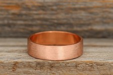 Brushed Copper Band, Pure Copper Ring, Flat Unisex Men Women Jewelry Gift