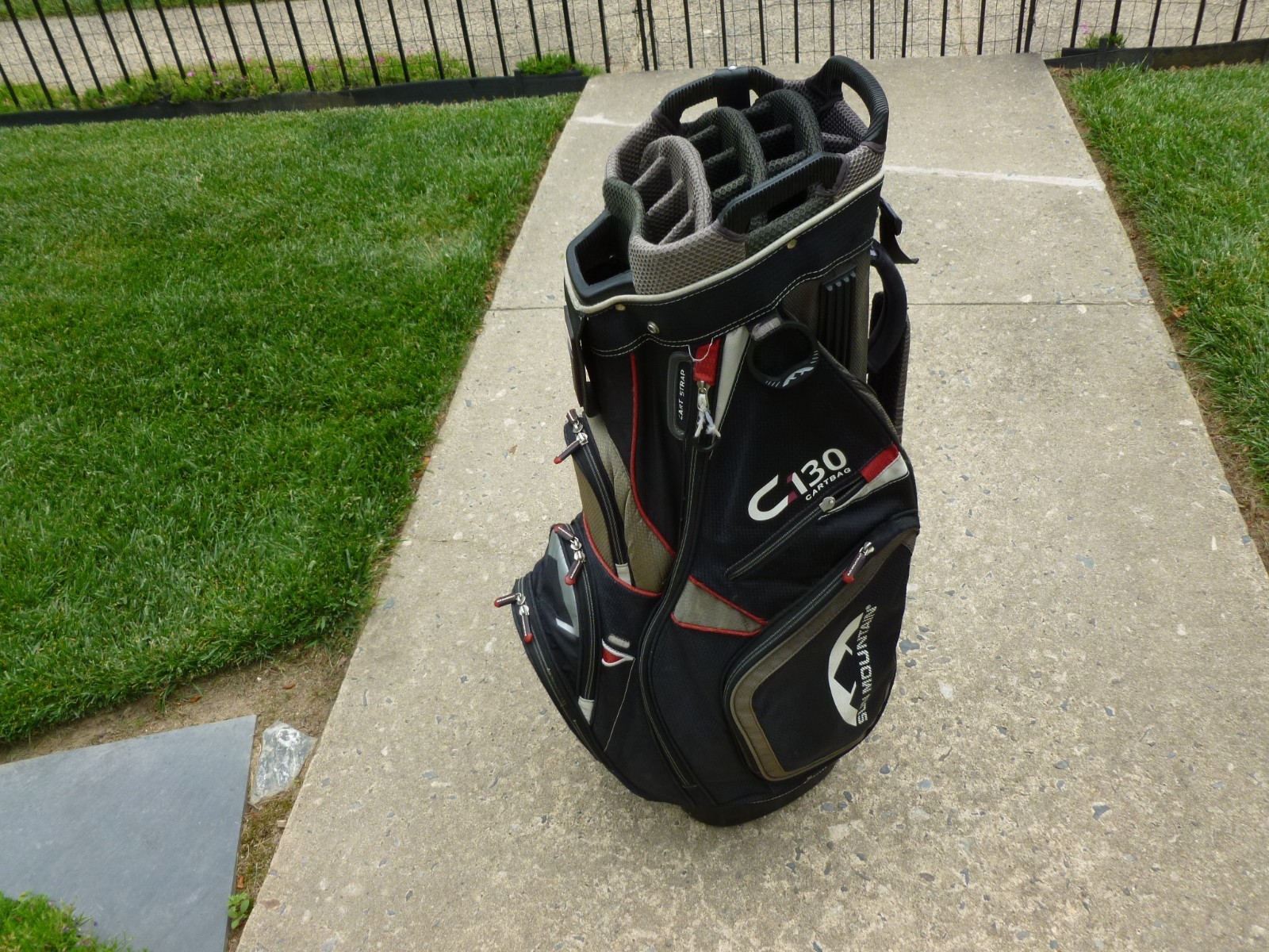 Sun Mountain C130 14 Full Divider Golf Cart Bag  Black/Red/G