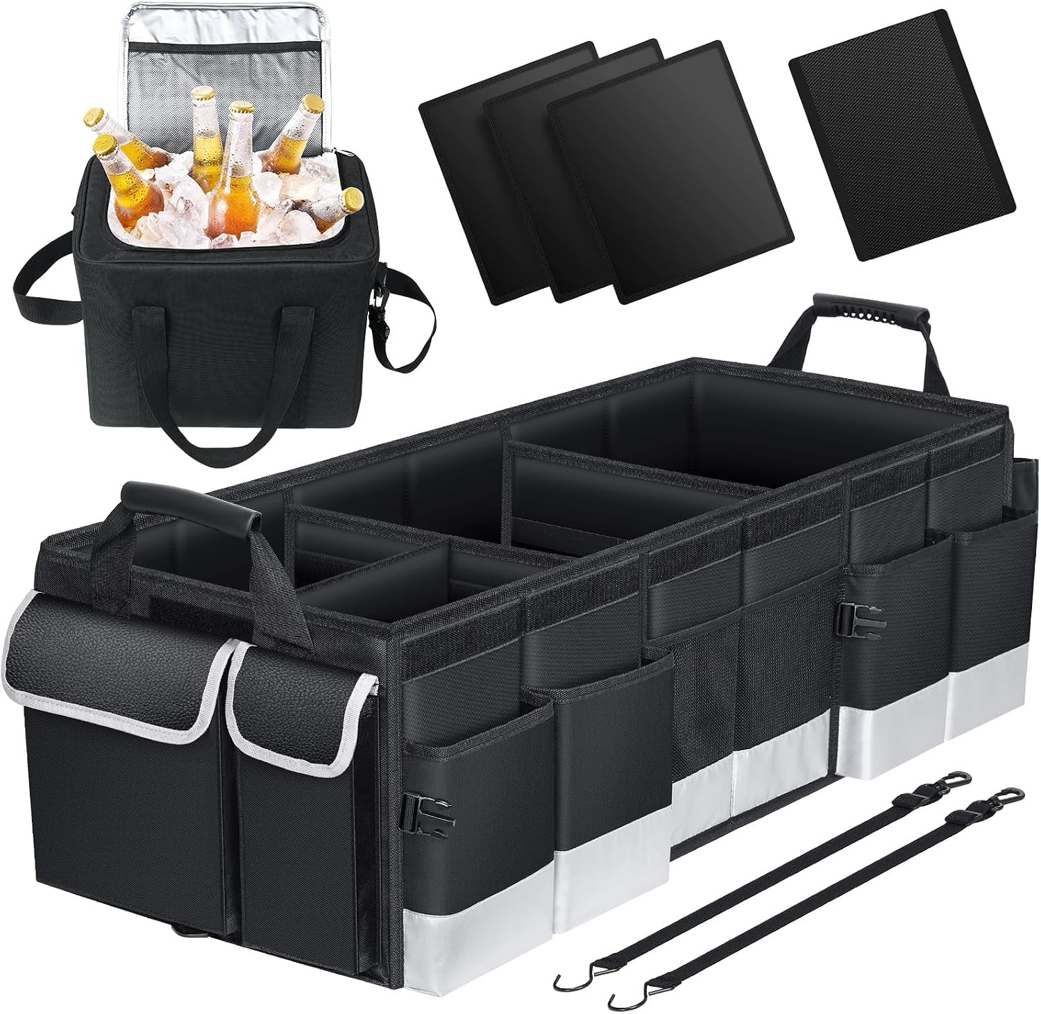 Car Boot Organiser 95L with 20L Removable Cooler Bag SUV Trunk Storage 2