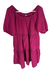 OLD NAVY Mini Dress Size Medium Pink Cotton Gauzy Beach Summer Short Sleeve NEW