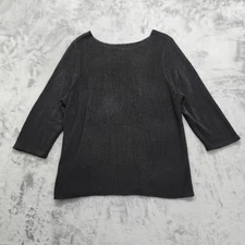 CJ Banks Sweater Womens 1X Black Scoop Neck 3/4 Sleeve Pullover Acrylic Nylon