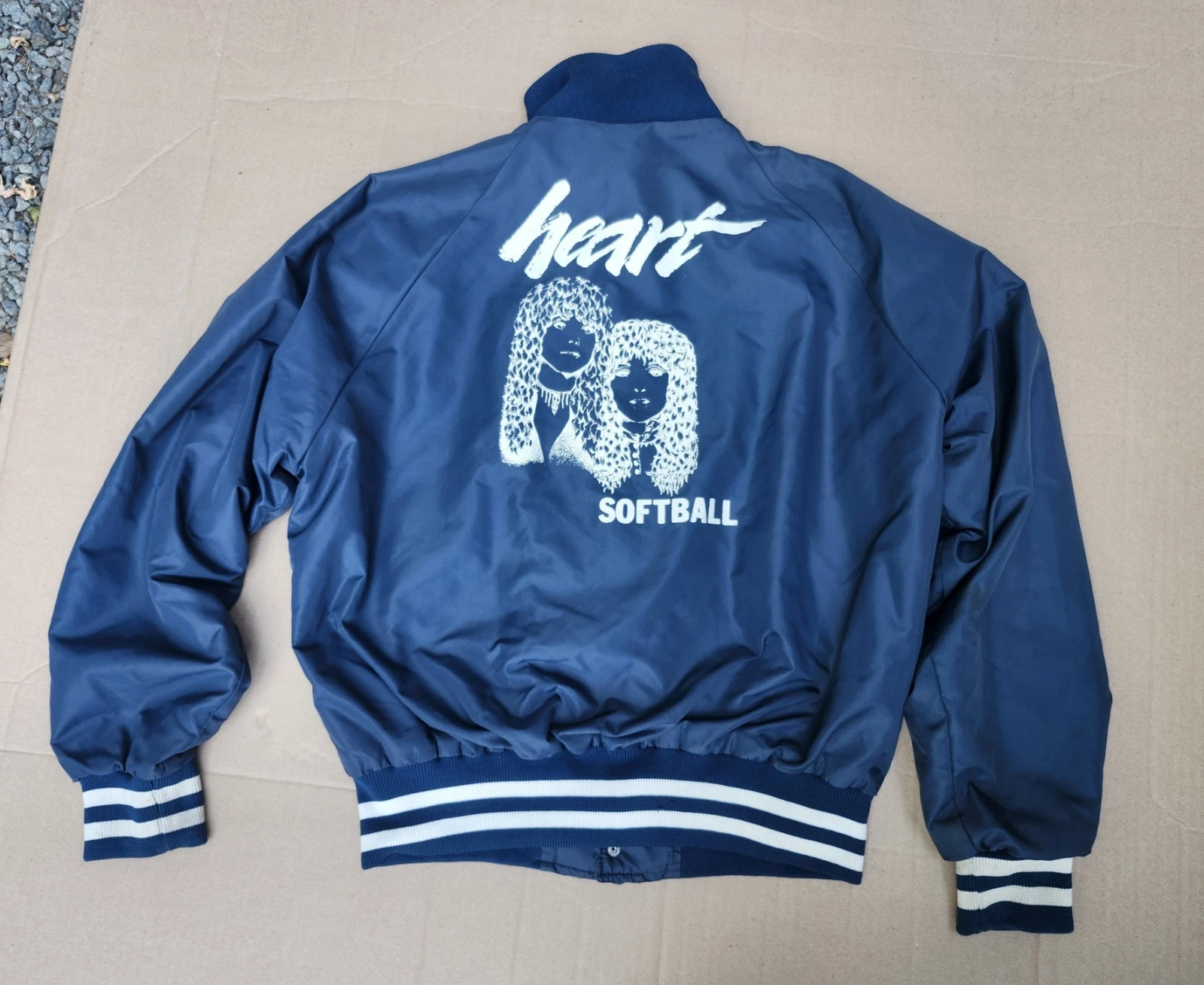 Vtg 1980 HEART Band Crew Nylon Softball Team Jacket -Bebe Le Strange Tour  image 1