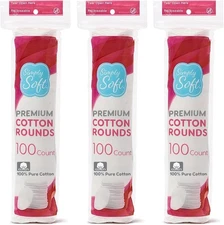 Medline Simply Soft Cotton Rounds 300 Count, 100 Cotton Absorbent and Textured..