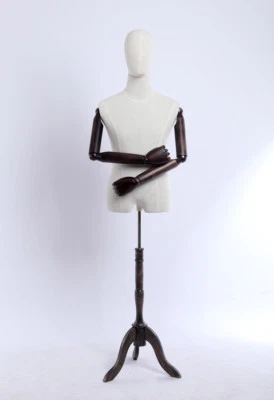 EUROTONDISPLAY A9T-G Mann Schneiderpuppe Holz Arme Hände verstellbar stoffbezogene Torso