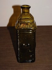 VINTAGE 9" HIGH PERRINE'S DEPOT PHILADGINGER APPLE AMBER GLASS BOTTLE