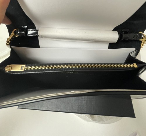 NUOVA BORSA A PORTAFOGLIO A CATENA IN ORO PATINATA SAINT LAURENT SCATOLA! - Foto 12 di 16