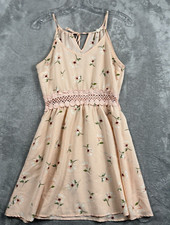 E&M Floral Lace Trim Spaghetti Strap Side Zip Tie Mini Dress SmallFemme Fatale