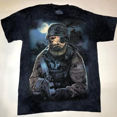 Seal Navy Seal Military Moon Blue Funny T-Shirt Mountain Animal
