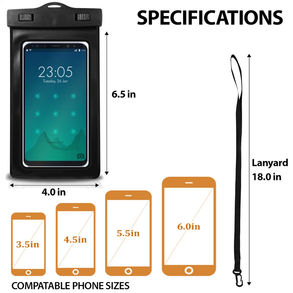 Bolsa seca submarina impermeable para natación bolsa transparente para teléfono celular PACK DE 2 Foto 4 de 4