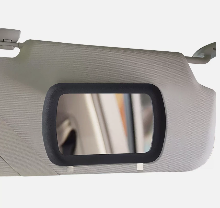 Espejo cosmético negro con clip para parasol de vehículo para automóvil Foto 4 de 4