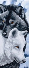 Bead Embroidery Kit Wolves DIY Craft Kit Stamped Bead Needlepoint t-1086
