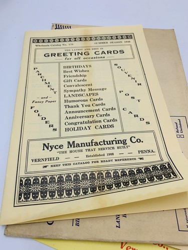 Nyce Manufacturing Co Greeting Card Wholesale Catalog 1940 order blank Envelope - Picture 3 of 11