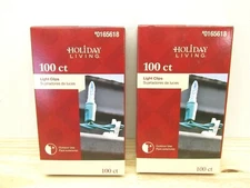Holiday Living Outdoor Use 100 CT X 2 Christmas Light Clips