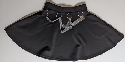 Hot Topic Social Collision Black Chain Skater Skirt Size Medium