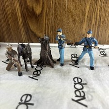 Lot W Colored Army Figures 2 Union 1. Safari Confederate Soldier, Horse, Tree