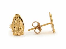10k or 14k Yellow Gold Lady Guadalupe Virgin Mary Religious Post Stud Earrings