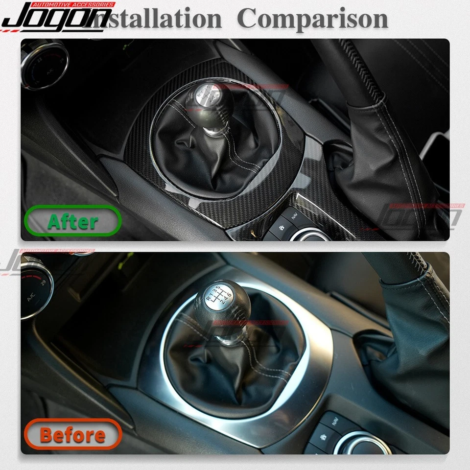 Cubiertas de caja de cambios de panel de consola de carbono real para Mazda MX-5 Miata ND MX5 NC 2016-24 Foto 2 de 4