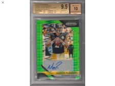 2018 PRIZM FOOTBALL. MASON RUDOLPH ROOKE  AUTO GREEN PULSAR  BGS 9.5 Auto 10