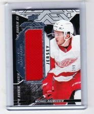 2018 2018-19 UD BLACK MICHAEL RASMUSSEN ROOKIE TRADEMARKS RELICS /299 RED WINGS