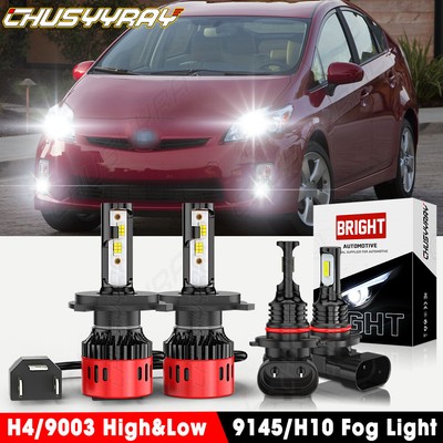 For Toyota Prius 2001-2009 4X Combo H4+9145 Hi/Lo Lamp + Fog Light Bulbs Kit