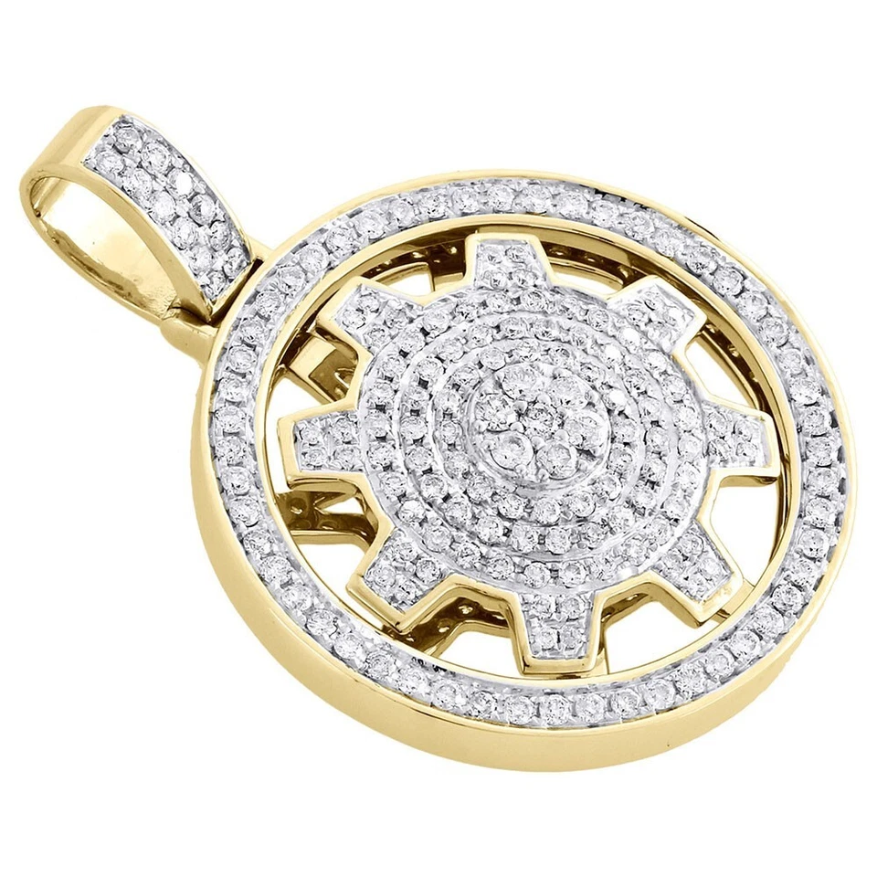 2 ctw имитация бриллианта 14K желтое золото над спиннер колесо круг подвеска 1,75" - Изображение 3 из 4