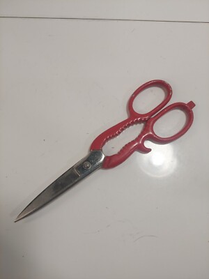 JOY K-300 Chrome Plated Poultry Kitchen Shears Scissors 8.5'' Vintage USA RED