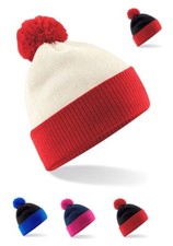 Image of Warm Snowstar Slouch Soft Touch Acrylic Two Tone Bobble Pom Pom Ski Beanie Hat