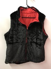 Sporto 1x Black Faux Fur Reversible Red Vest Full Zip Nwot Coat Jacket Vegan
