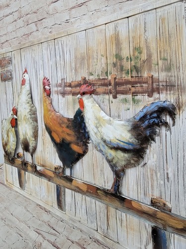 Pintura en Lienzo Textura 3D Acrílico Gallo Pintura Animal Arte de Pared Decorativo - Imagen 5 de 10