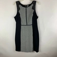 ELLE Womens Dress Size 12 Black and White With Lace Detail Sleeveless