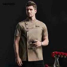 Kitchen Jacket Catering Uniform Short Sleeve Chef Clothes Restaurant Workwear