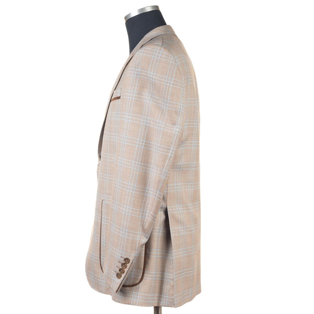 RAVAZZOLO Wool Silk Suit Blazer Beige Brown White Plaid EU RAVAZZOLO Wool Silk Suit Blazer Beige Brown White Plaid EU