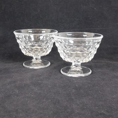 Set of 2 Fostoria American Clear Footed Sundae Cups 3 1/8 in tall Fruit Dessert