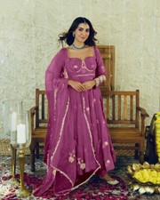 Launching New Chinon Silk Gown And Bottom With Dupatta For Women