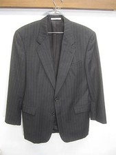 vtg Hugo Boss Blazer Sport Coat charcoal pinstripe wool 2 btn sz 42L made in USA