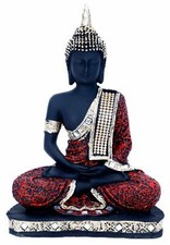 Indische Beste Sitzende Buddha Idol Statue Dekoratives Geschenk Rot Schwarz