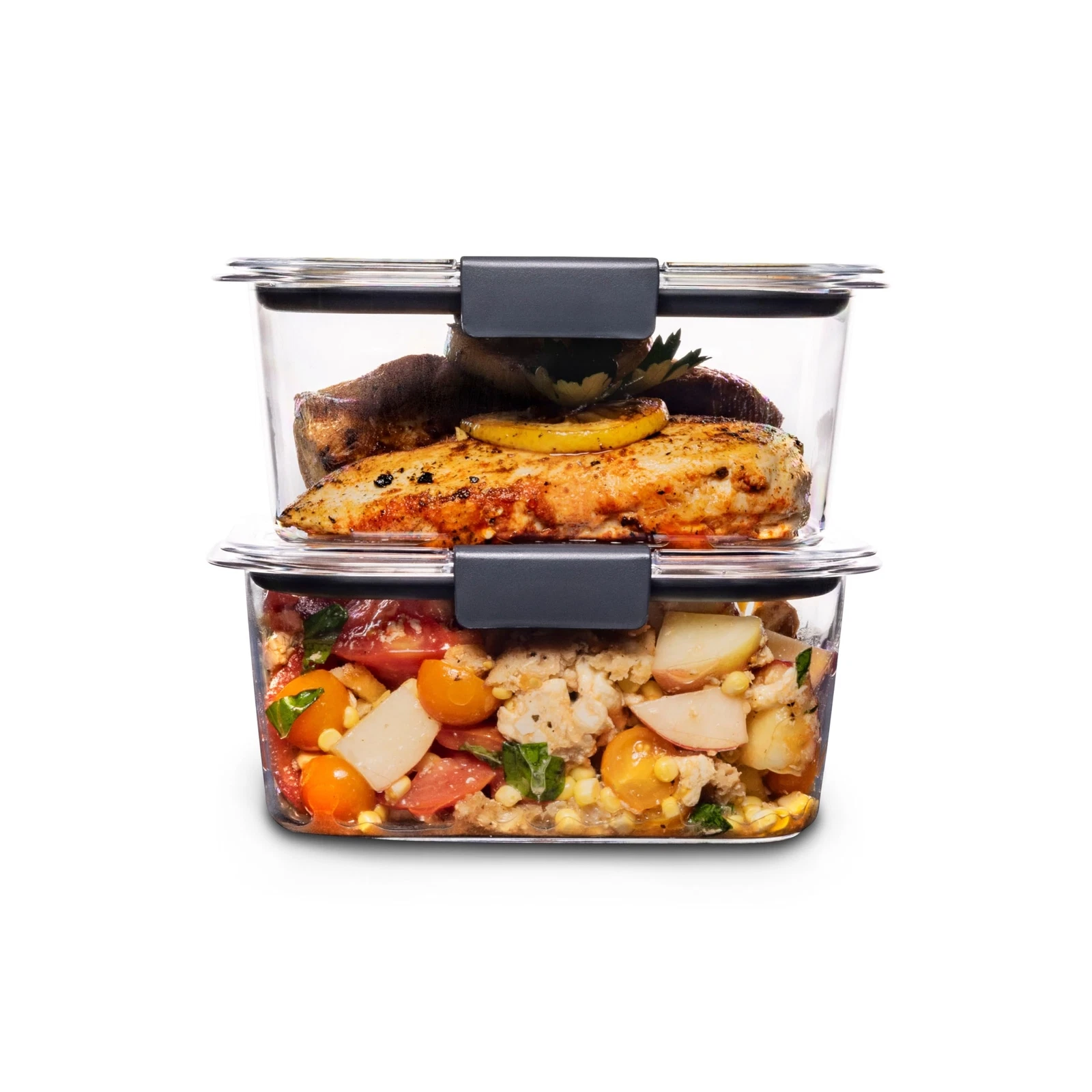 Set of 2 4.7 Cup Clear Food Storage Containers Airtight Stain Resistant