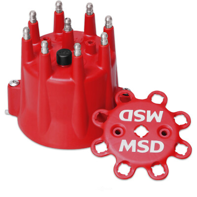 MSD 8433 Distributor Cap V8 HEI Terminals Red Spark Plug Wire Retainer Chavy GM