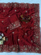 New Indian Pakistani Bridal Reception Wear Saree Blouse Bollywood Designer Sari