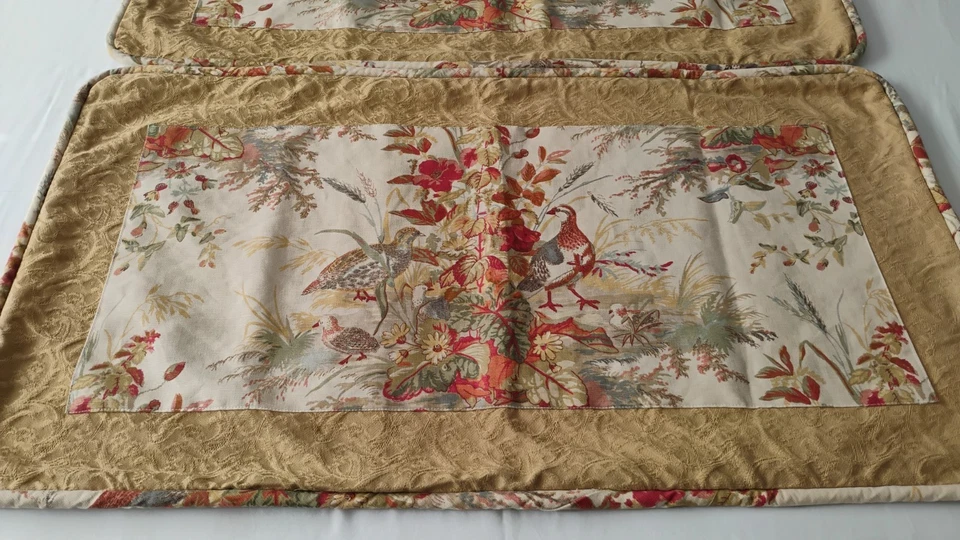 Schumacher King Pillow Shams Cases Quail Meadow Designer Toile Linen Pair Custom - Image 2 of 4