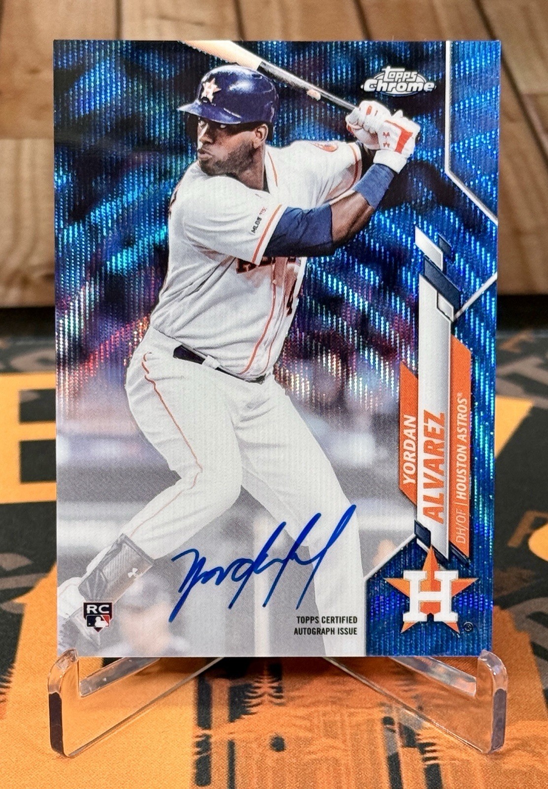 Yordan Alvarez 2020 Topps Chrome Blue Wave Refractor Auto /150 #RA-YA ASTROS