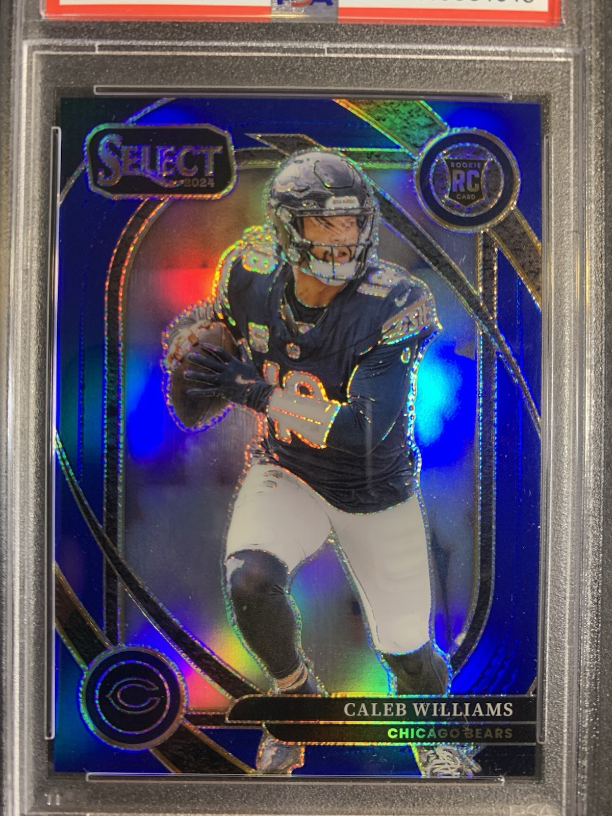 2024 Panini Select Club Level Caleb Williams #216 Blue Prizm /99 (RC) PSA 10 GEM view 2