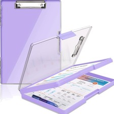 Clipboard with Storage,Heavy Duty Clip Boards 8.5x11 with 2 Storage Case,Clea...