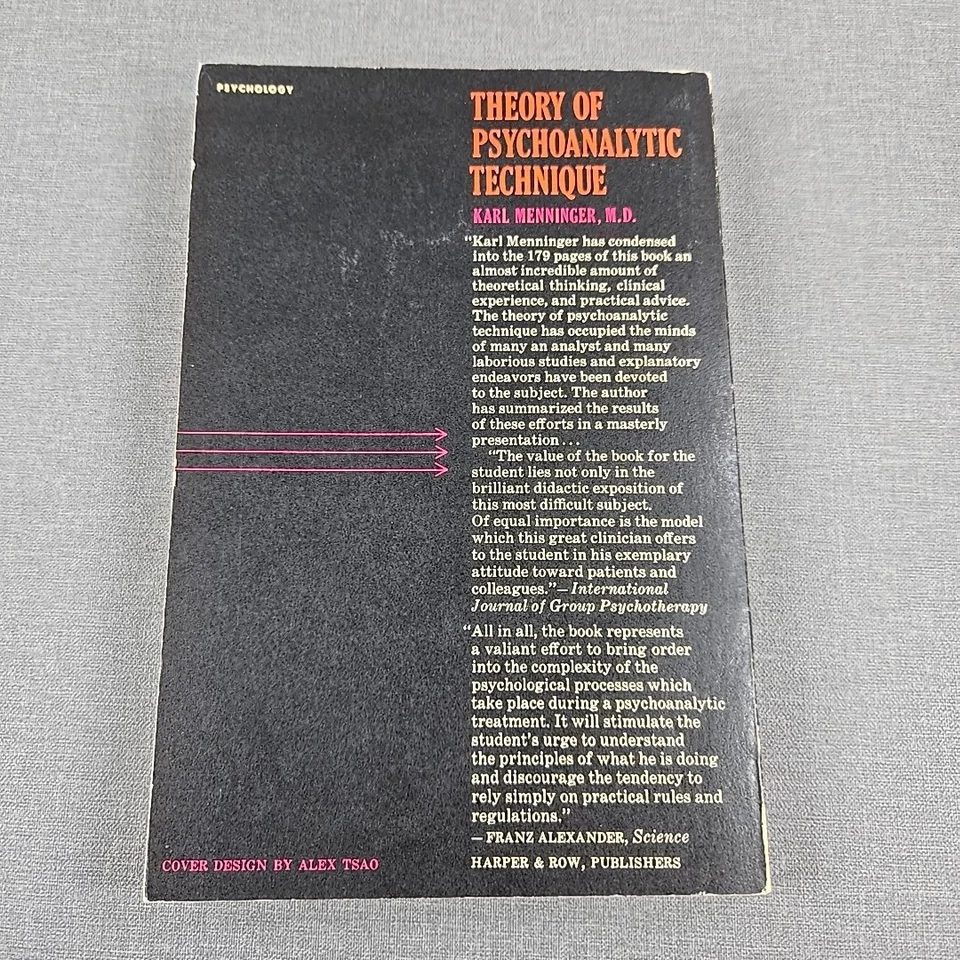Theory of Psychoanalytic Technique by Karl Menninger MD ~ 1964 Vintage Paperback Foto 2 de 4