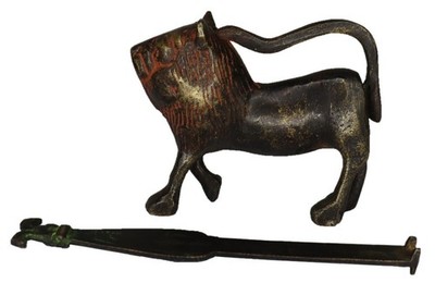 Lion Shape Door Lock Vintage Antique Style Handmade Brass Padlock & Unique Key