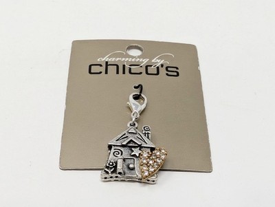 Charming by Chico's Charm Silver Gold Tone House Heart Whimsical Zipper Pull New