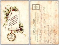 Holly Wreath Merry Xmas Memory Christmas Postcard