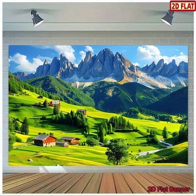 2D Flat, 2D Flat Banner, 1pc Alpine Landscape Backdrop for Weddings and Partie
