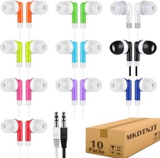 Kids Earbuds Bulk 10 Pack for School Classroom Children 10 PACK, Mixed Colors