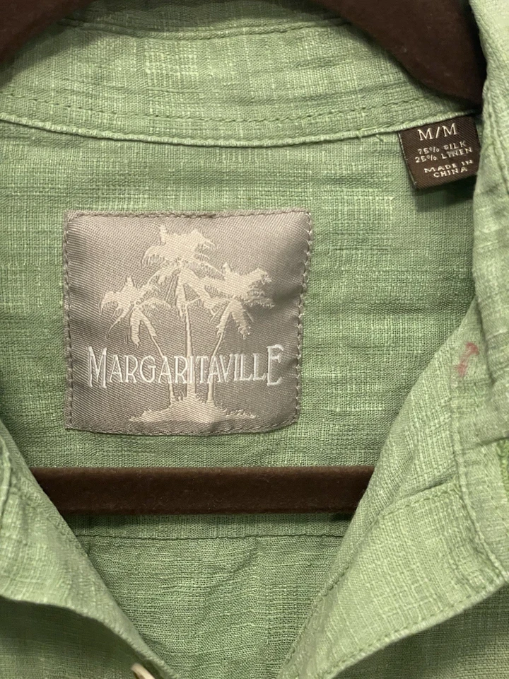 Margaritaville Men's ShortSleeve Button Down Shirt Light Green Green, Size M - Image 3 of 4